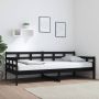 The Living Store Slaapbank massief grenenhout zwart 90x200 cm Slaapbank Slaapbanken Bedbank Bed Bedframe Houten Bedframe Bedbodem Logeerbed Slaapmeubel Ledikant Bedbanken - Thumbnail 2