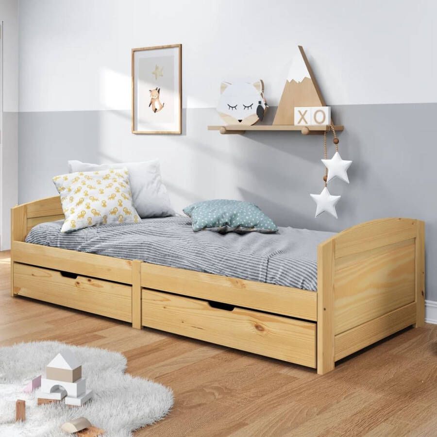 The Living Store IRUN Houten Slaapbank 205 x 96 x 56 cm Massief grenenhout 2 lades