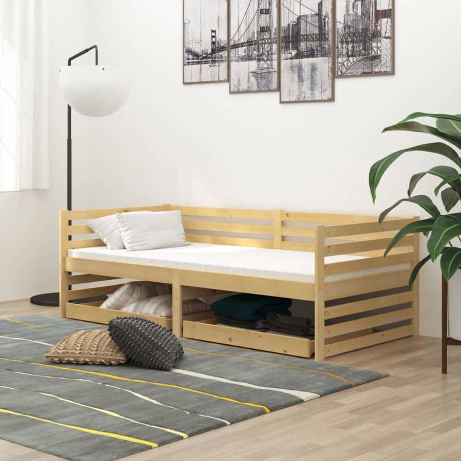 The Living Store Slaapbank met lades massief grenenhout 90x200 cm Bedbank Bedbanken Bed Bank Bed Banken Slaapbank Slaapbanken Slaap Bank Slaap Banken Houten Bedbank Houten Bedbanken Houten Slaapbank