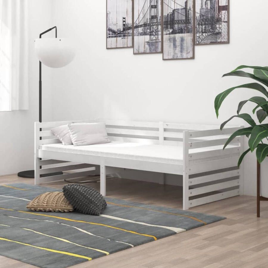 The Living Store Slaapbank met matras massief grenenhout wit 90x200 cm Bedbank Bedbanken Bed Bank Bed Banken Slaapbank Slaapbanken Slaap Bank Slaap Banken Houten Bedbank Houten Bedbanken Houten Slaapbank
