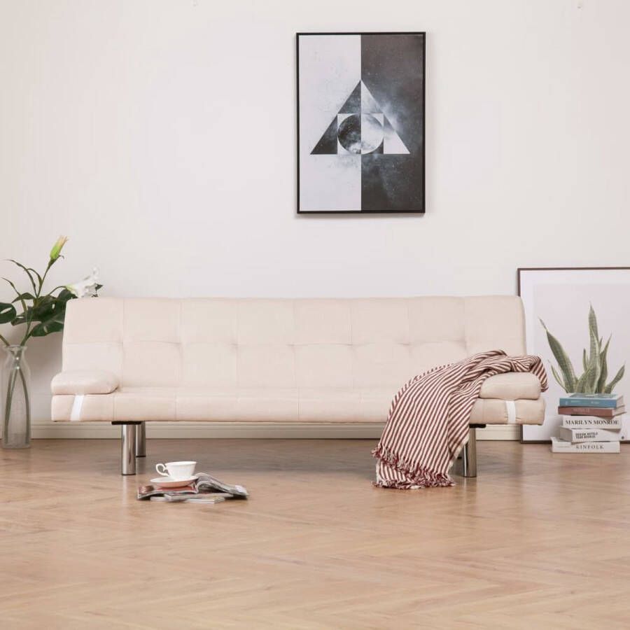 The Living Store Bedbank Sleeper Houten Frame Crème 168 x 77 x 64 cm Verstelbaar - Foto 2