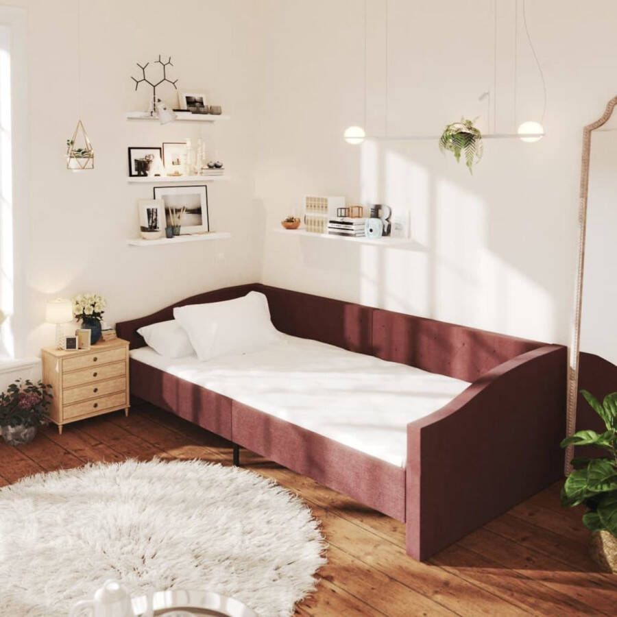 The Living Store Slaapbank met USB stof paars 90x200 cm Bed