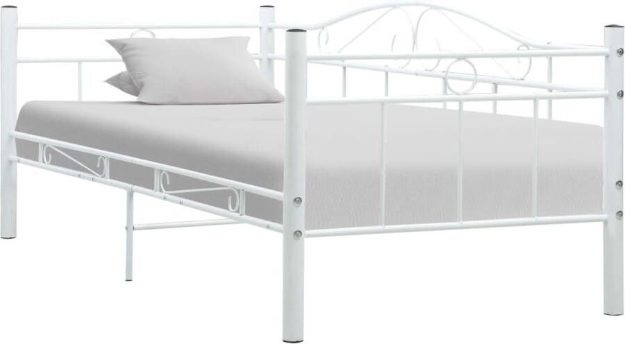 The Living Store Slaapbank Metaal 206 x 97 x 74.5 cm Wit Logeerbed en bank Geschikt voor 90 x 200 cm matras Montage vereist