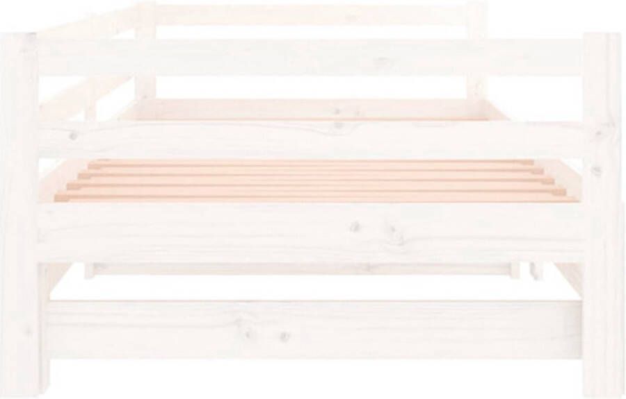 The Living Store Slaapbank uitschuifbaar 2x(80x200) cm massief grenenhout wit Slaapbank Slaapbanken Bedbank Bed Bank Slaap Bank Houten Bedbank Houten Slaapbank Logeerbed Ligbed Bed Bedbanken Bed Banken - Foto 4