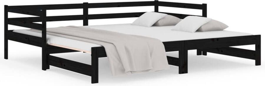 The Living Store Slaapbank uitschuifbaar 2x(80x200) cm massief grenenhout zwart Slaapbank Slaapbanken Bedbank Bed Bank Slaap Bank Houten Bedbank Houten Slaapbank Logeerbed Ligbed Bed Bedbanken Bed Banken - Foto 2