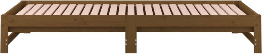 The Living Store Slaapbank Logeerbed Massief grenenhout Gelat ontwerp Eenvoudig gebruik Uitschuifbaar Honingbruin 205.5 x 182 x 30 cm Slaapbank Logeerbed Grenenhout Meubels Massief Hout Uitschuifbaar Bed - Foto 2