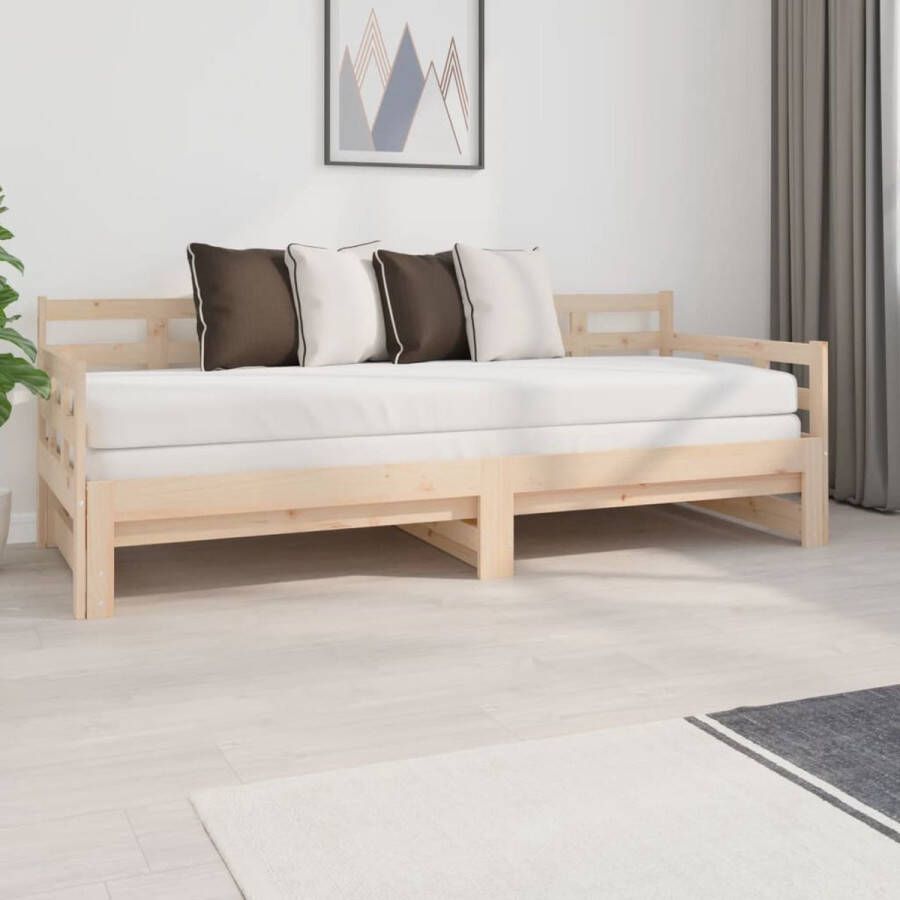 The Living Store Slaapbank uitschuifbaar massief grenenhout 2x(80x200) cm Uitschuifbare Slaapbank Uitschuifbare Slaapbanken Bedbank Bed Bedframe Houten Bedframe Bedbodem Slaapmeubel Ledikant Bedbanken Bedden