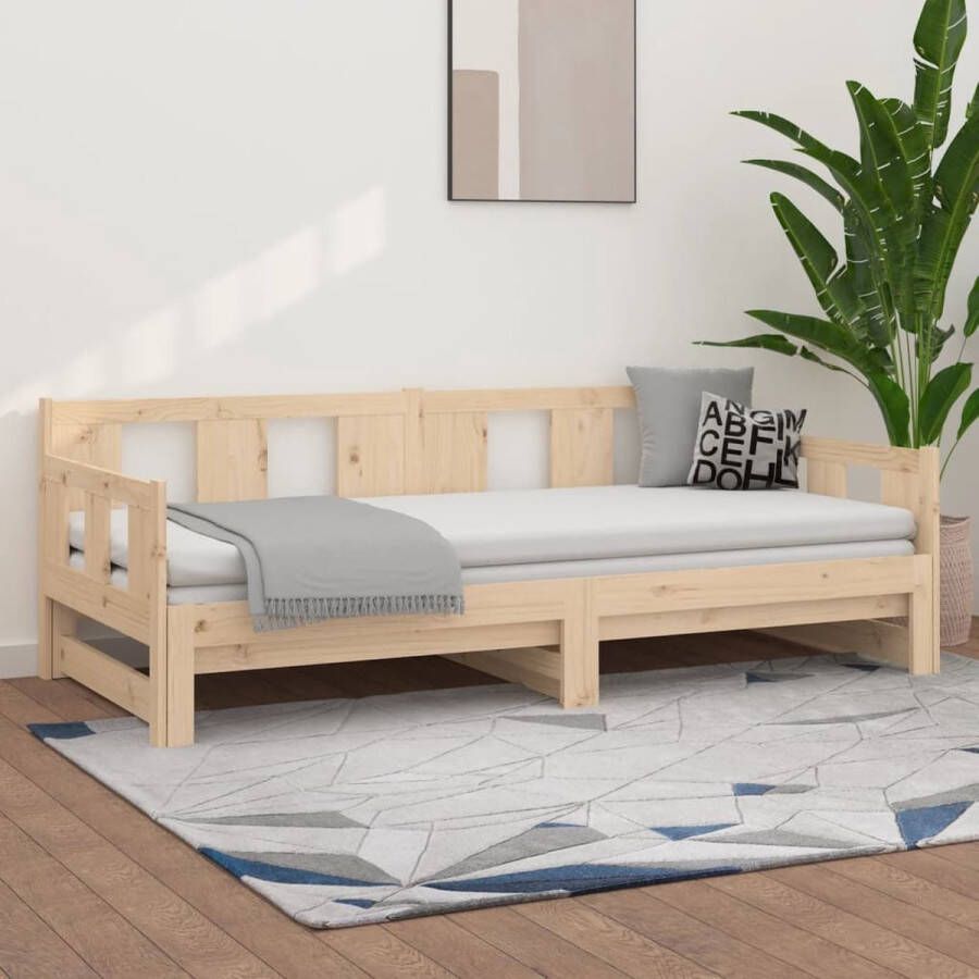 The Living Store Slaapbank uitschuifbaar massief grenenhout 2x(80x200) cm Uitschuifbare Slaapbank Uitschuifbare Slaapbanken Bedbank Bed Bedframe Houten Bedframe Bedbodem Slaapmeubel Ledikant Bedbanken Bedden