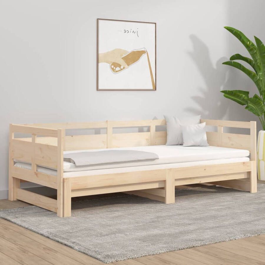 The Living Store Slaapbank uitschuifbaar massief grenenhout 2x(80x200) cm Slaapbank Slaapbanken Uitschuifbare Slaapbank Bedbank Bed Bedframe Houten Bedframe Bedbodem Slaapmeubel Ledikant Uitschuifbare Slaapbanken