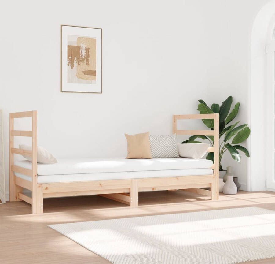 The Living Store Slaapbank uitschuifbaar massief grenenhout 2x(90x190) cm Slaapbank Slaapbanken Bedbank Bed Bedframe Houten Bedframe Bedbodem Logeerbed Slaapmeubel Ledikant Bedbanken