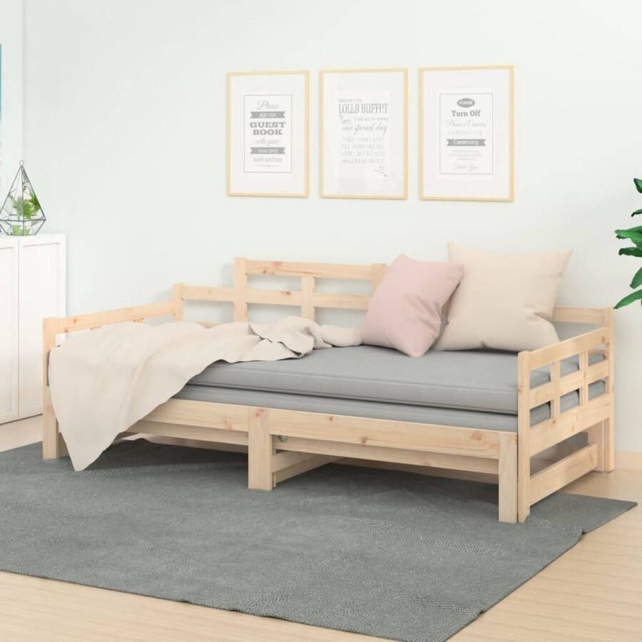 The Living Store Slaapbank uitschuifbaar massief grenenhout 2x(90x190) cm Slaapbank Slaapbanken Bedbank Bed Bedframe Houten Bedframe Bedbodem Slaapmeubel Ledikant Bedbanken Bedden