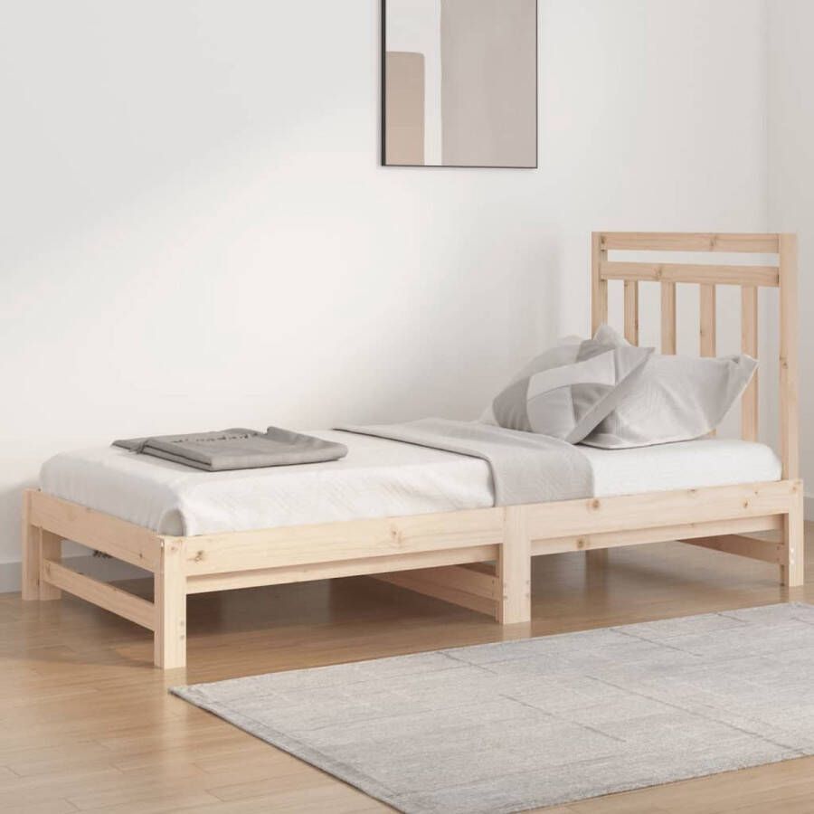 The Living Store Slaapbank uitschuifbaar massief grenenhout 2x(90x190) cm Slaapbank Slaapbanken Bedbank Bed Bedframe Houten Bedframe Bedbodem Logeerbed Slaapmeubel Ledikant Bedbanken