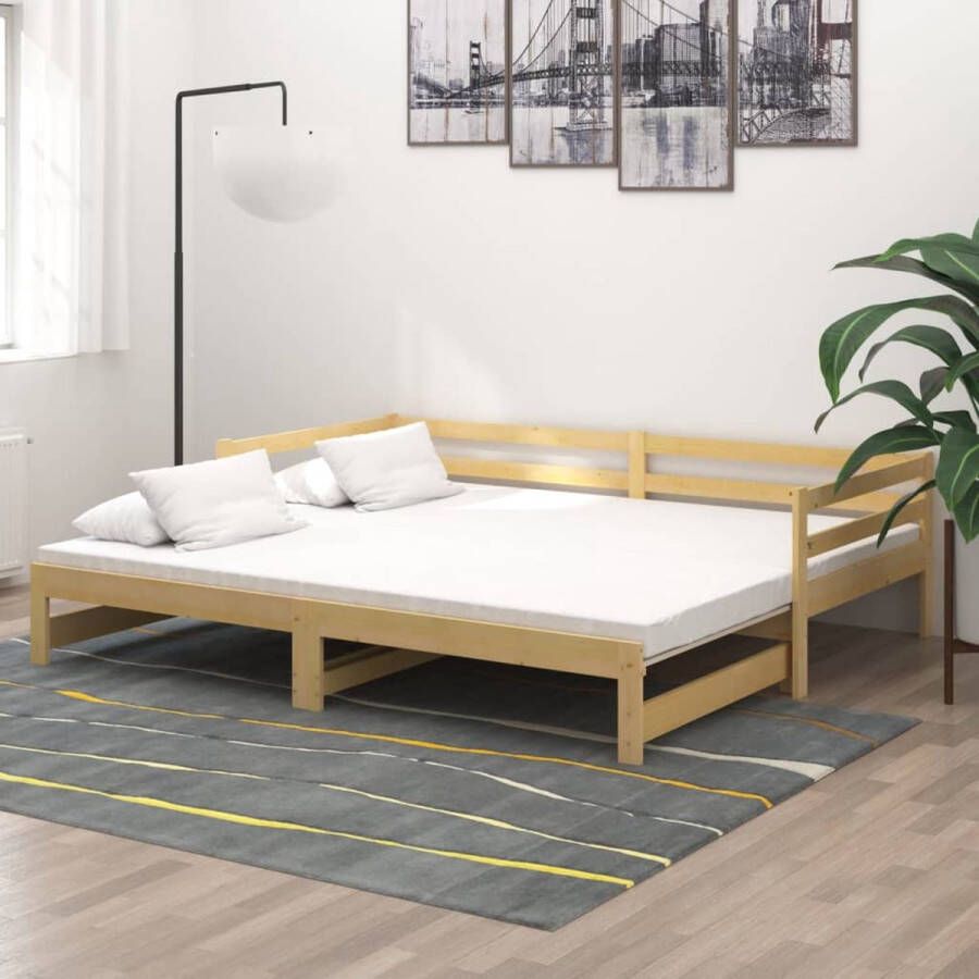 The Living Store Slaapbank uitschuifbaar massief grenenhout 2x(90x200) cm Bedbank Bedbanken Bed Bank Bed Banken Slaapbank Slaapbanken Slaap Bank Slaap Banken Houten Bedbank Houten Bedbanken Houten Slaapbank