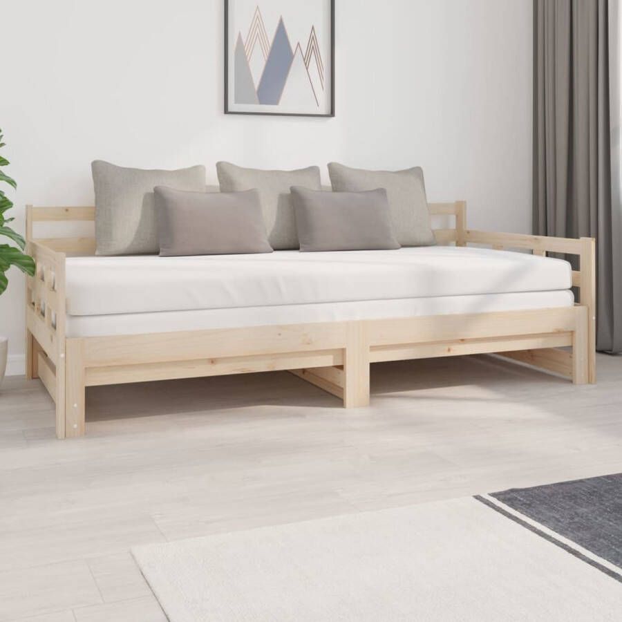 The Living Store Slaapbank uitschuifbaar massief grenenhout 2x(90x200) cm Uitschuifbare Slaapbank Uitschuifbare Slaapbanken Bedbank Bed Bedframe Houten Bedframe Bedbodem Slaapmeubel Ledikant Bedbanken Bedden