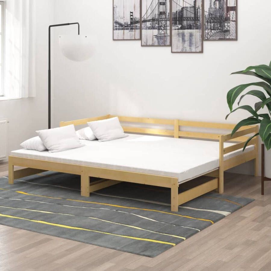 The Living Store Slaapbank uitschuifbaar massief grenenhout 2x(90x200) cm Bedbank Bedbanken Bed Bank Bed Banken Slaapbank Slaapbanken Slaap Bank Slaap Banken Houten Bedbank Houten Bedbanken Houten Slaapbank