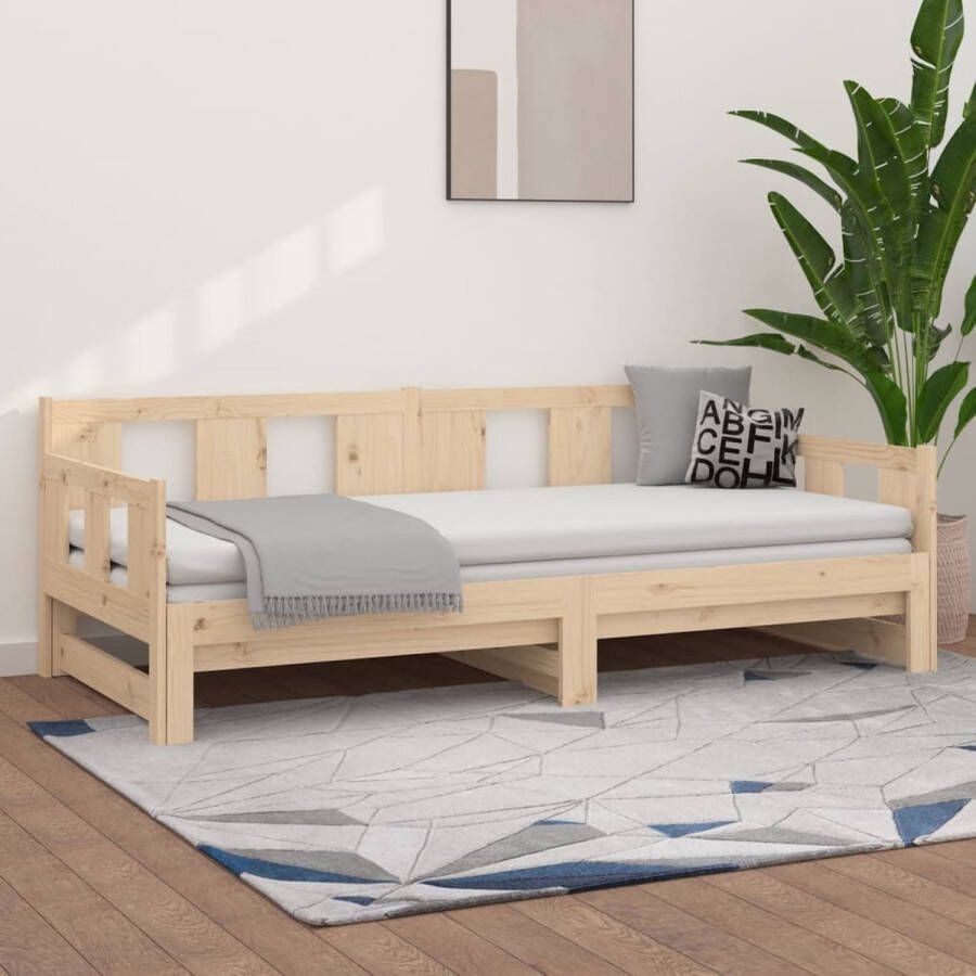 The Living Store Slaapbank uitschuifbaar massief grenenhout 2x(90x200) cm Uitschuifbare Slaapbank Uitschuifbare Slaapbanken Bedbank Bed Bedframe Houten Bedframe Bedbodem Slaapmeubel Ledikant Bedbanken Bedden