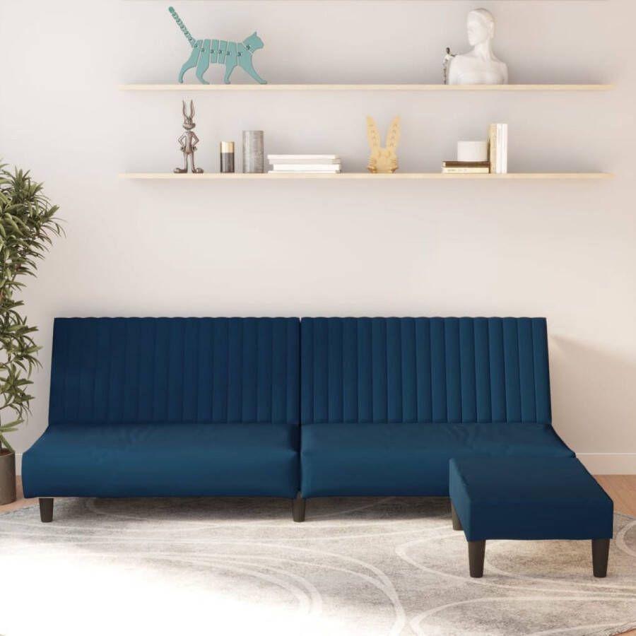 The Living Store Slaapbank Velvet Blauw 200 x 84.5 x 69 cm Multifunctionele Bedbank - Foto 2