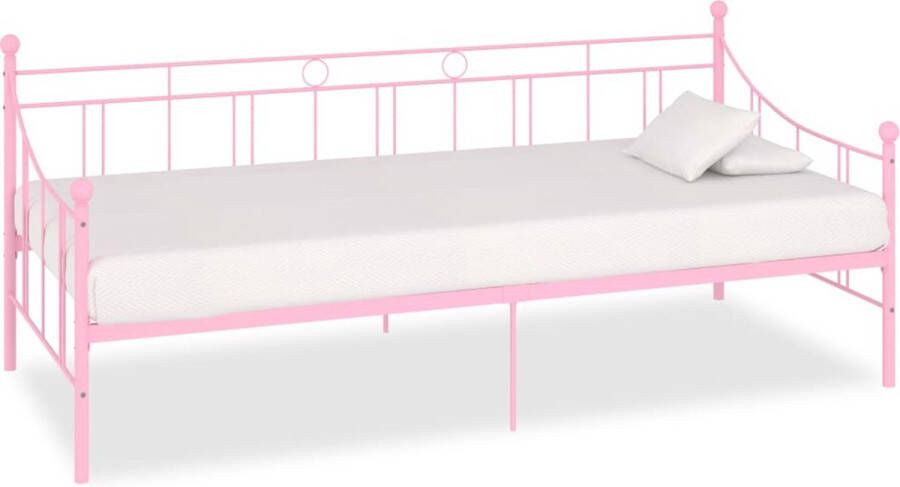 The Living Store Slaapbankframe metaal roze 90x200 cm Slaapbankframe Slaapbankframes Bedbankframe Bedbankframes Dagbedframe Dagbedframes Bedframe Bedframes Frame Frames Bed