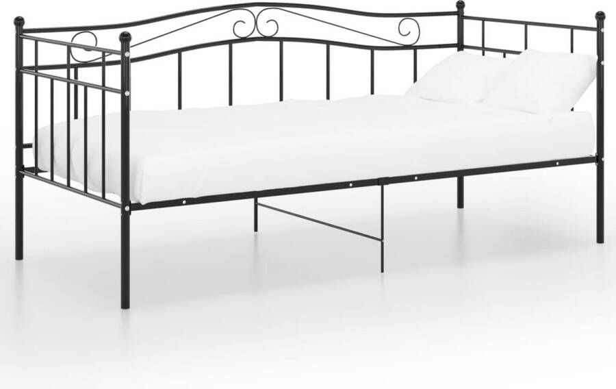 The Living Store Slaapbankframe metaal zwart 90x200 cm Bed