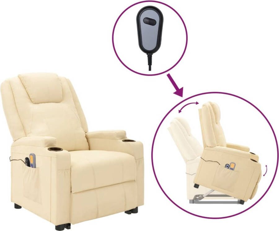 The Living Store Sta-op massagestoel Crèmewit Verstelbaar Massagefunctie Comfortabel - Foto 2