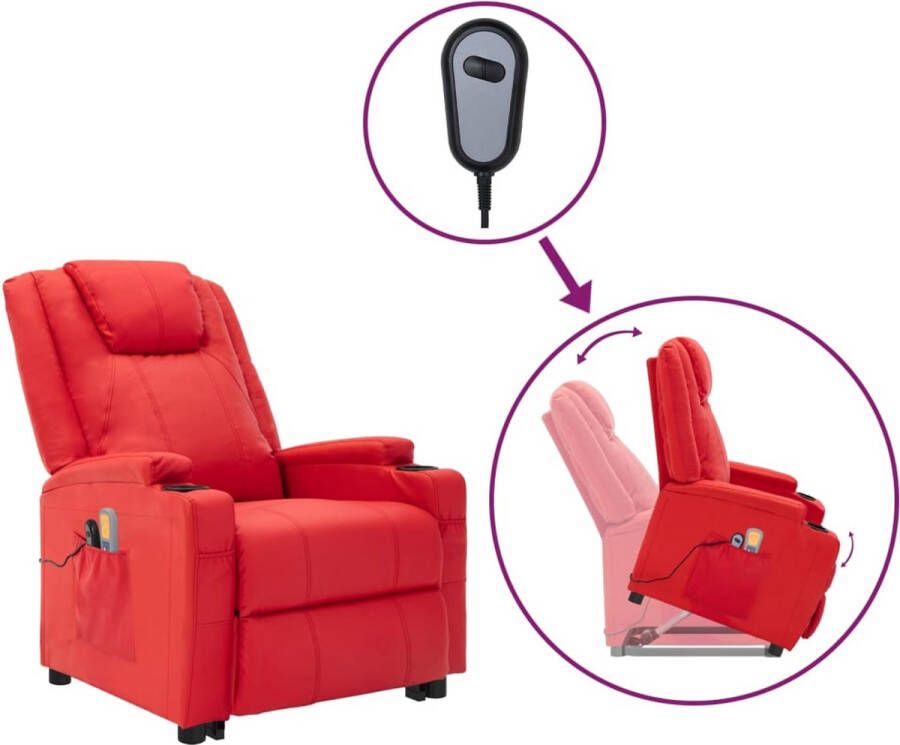 The Living Store Sta-op Massagestoel Rood Verstelbaar Massagefunctie 6-punts trillingsmassage