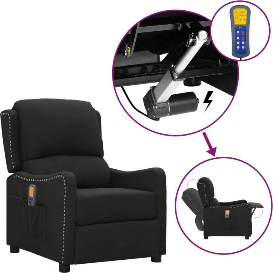 The Living Store Sta-op Verstelbare Massagestoel Zwart 67 x 83 x 95.5 cm 6-punts trillingsmassage