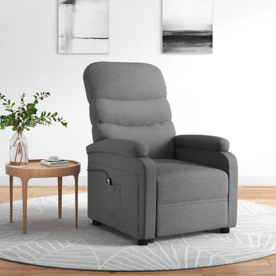 The Living Store Sta-op-stoel stof donkergrijs Sta Op Stoel Elektrisch Verstelbaar Ergonomische Stoel Relaxfauteuil Grijze Stoel - Foto 3