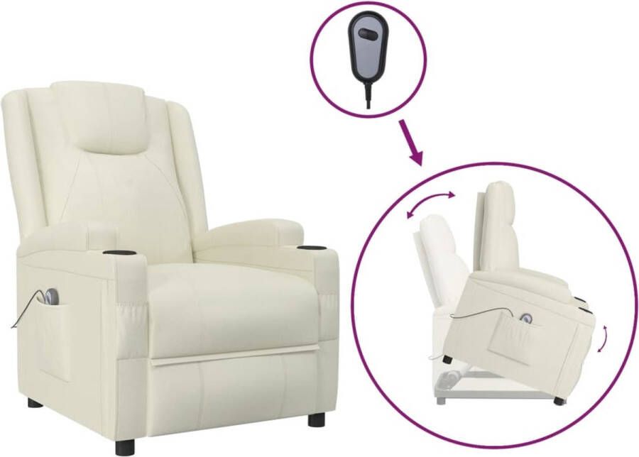 VidaXL The Living Store Elektronische Zetel Relaxfauteuil Crèmewit 76x87.5x107 cm Verstelbaar - Foto 2