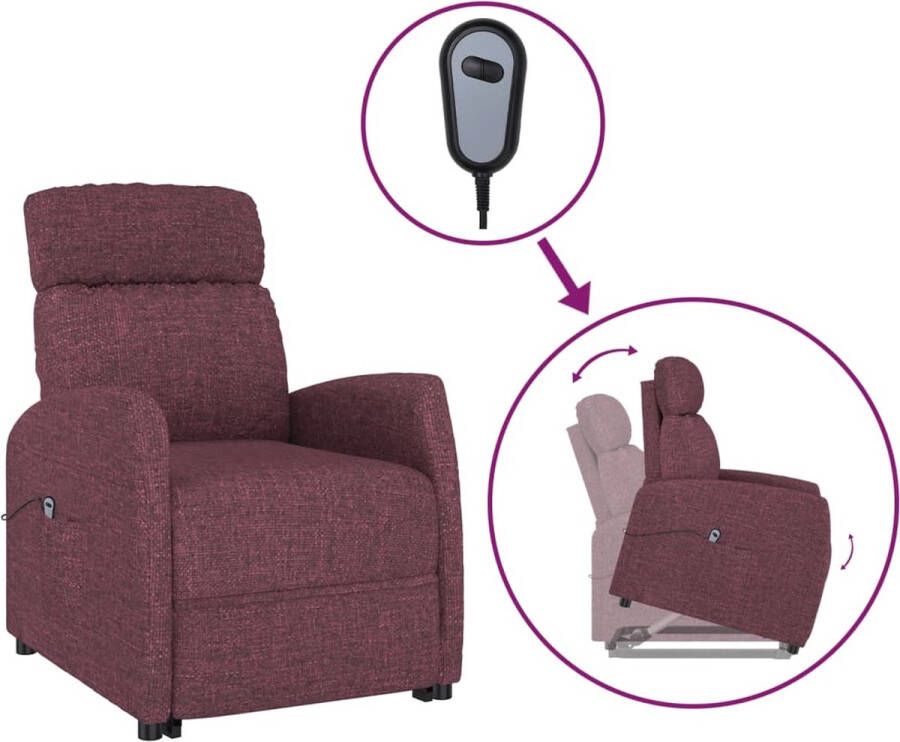 The Living Store Sta-op-stoel Nordic Relaxfauteuil 66 x 83.5 x 104 cm Verstelbaar Paars Sta Op Stoel Relaxfauteuil Comfortabele Stoel Elektrisch Heffen Verstelbare Stoel - Foto 3