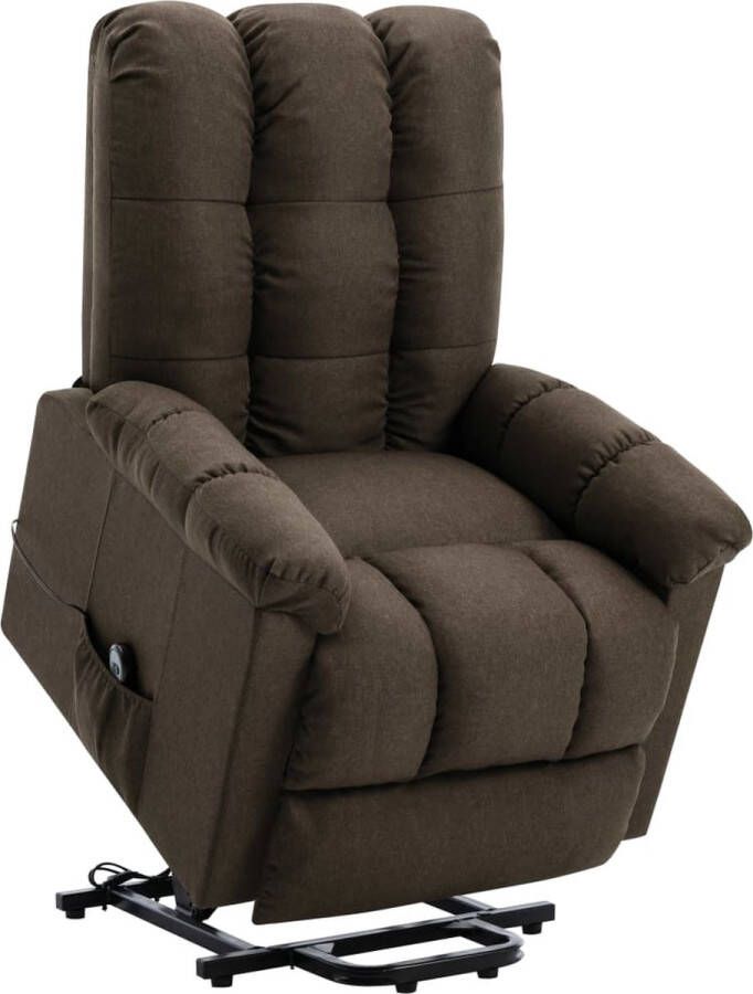 The Living Store Sta-op-stoel Relaxfauteuil 77 x 92 x 103 cm Verstelbaar Bruin Stof Multiplex IJzer - Foto 2