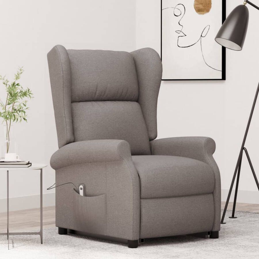 VidaXL Sta-op-stoel stof taupe Elektrische Sta-op-stoel Sta-op Functie Elektrisch Bedienbaar Ergonomische Stoel Lounge Stoel - Foto 2