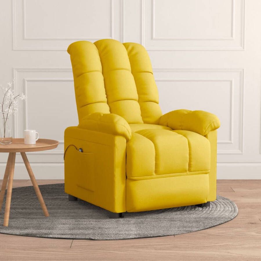 The Living Store Sta-opstoel Verstelbaar Geel 74 x 99 x 102 cm Comfortabele en duurzame stoel met verstelbare rugleuning en voetensteun Handig voor ouderen Inclusief montagehandleiding en adapter