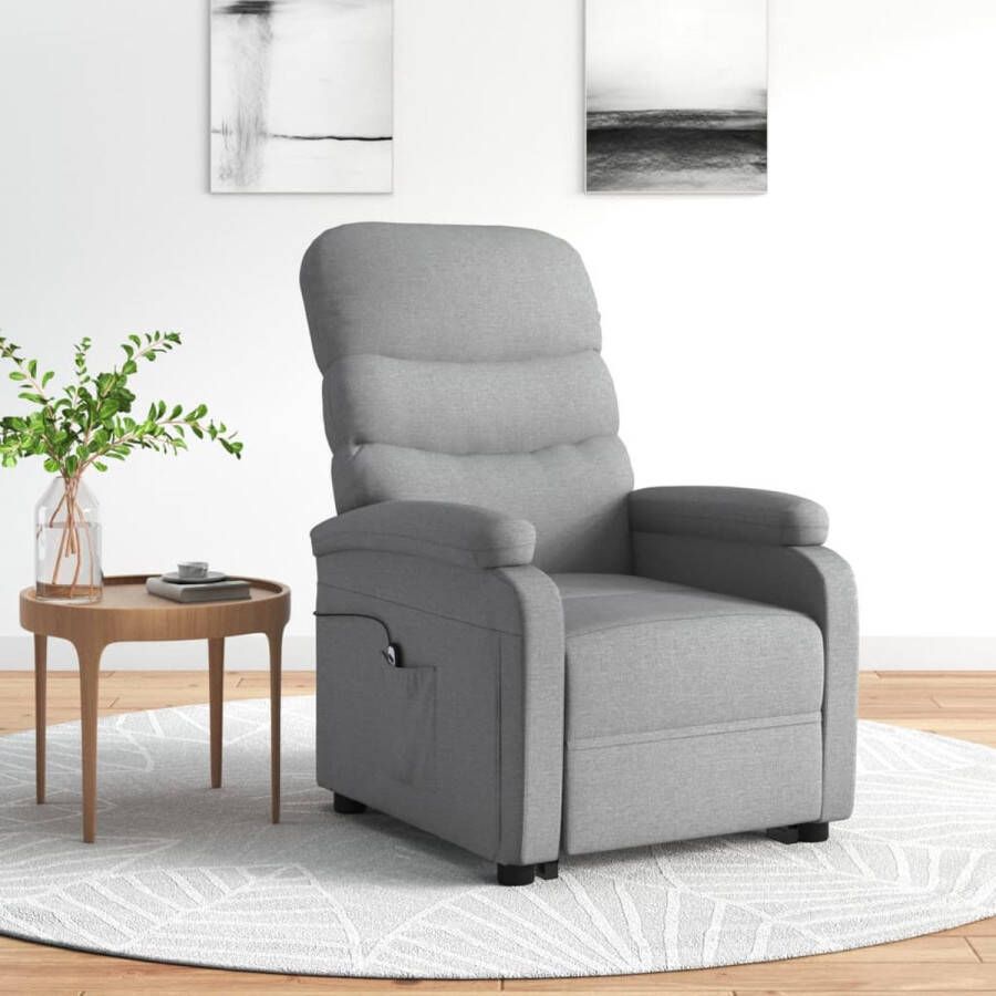 The Living Store Verstelbare Sta-op-stoel Lichtgrijs 70 x 91 x 100.5 cm Elektrische Sta-op functie Ademende stof - Foto 2
