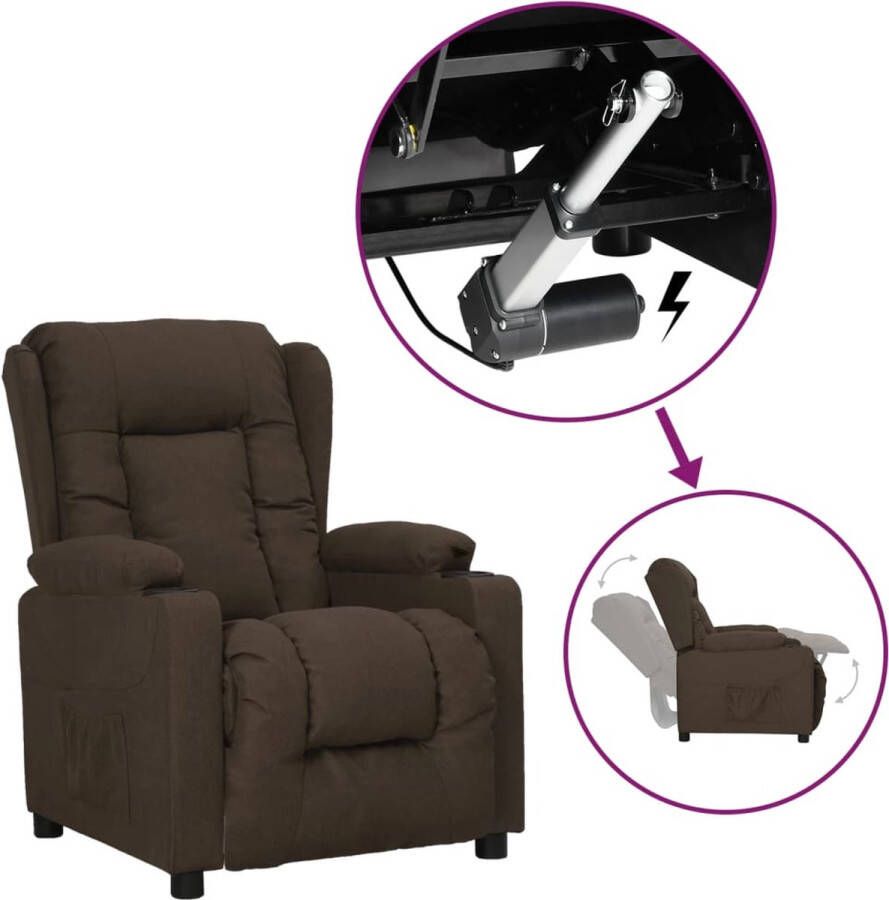 The Living Store sta-opstoel Donkerbruin Verstelbaar Hoogwaardige stof 72.5 x 96 x 99.5 cm - Foto 3