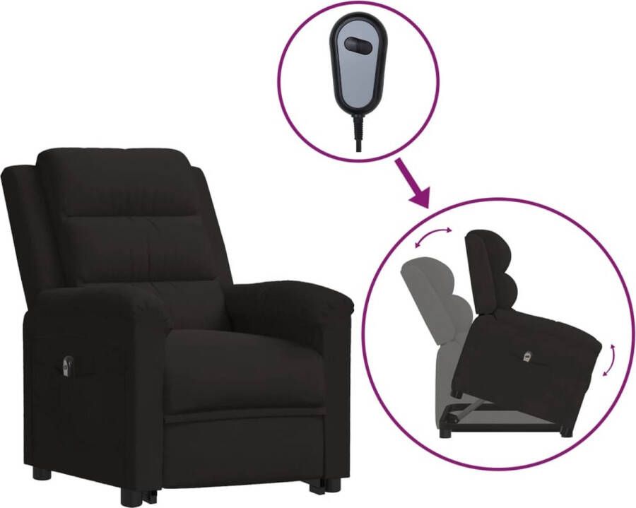 The Living Store Sta-opstoel verstelbaar Fluweel Zwart 74x92x101.5 cm Verstelbare rugleuning en voetensteun Geschikt voor ouderen - Foto 2