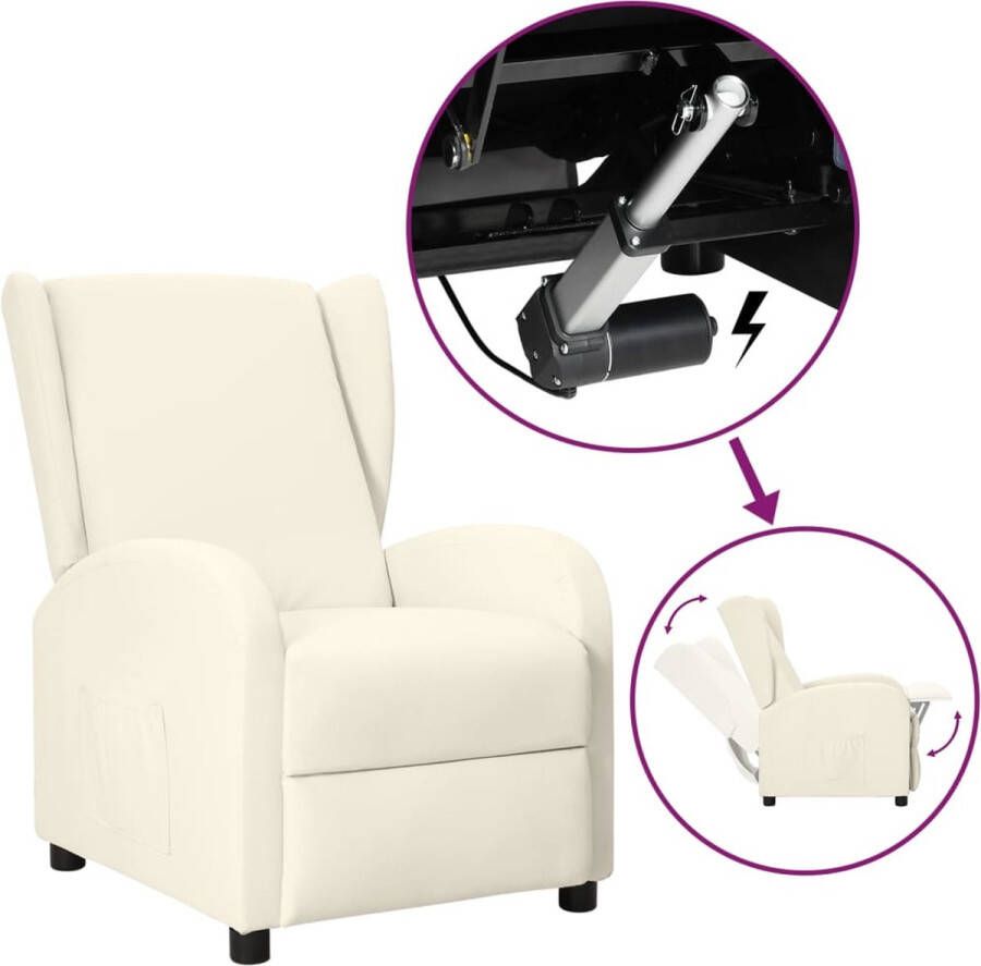 The Living Store Sta-opstoel Verstelbaar Kunstleer Crème 66x94x98.5cm Elektrische heffunctie - Foto 2