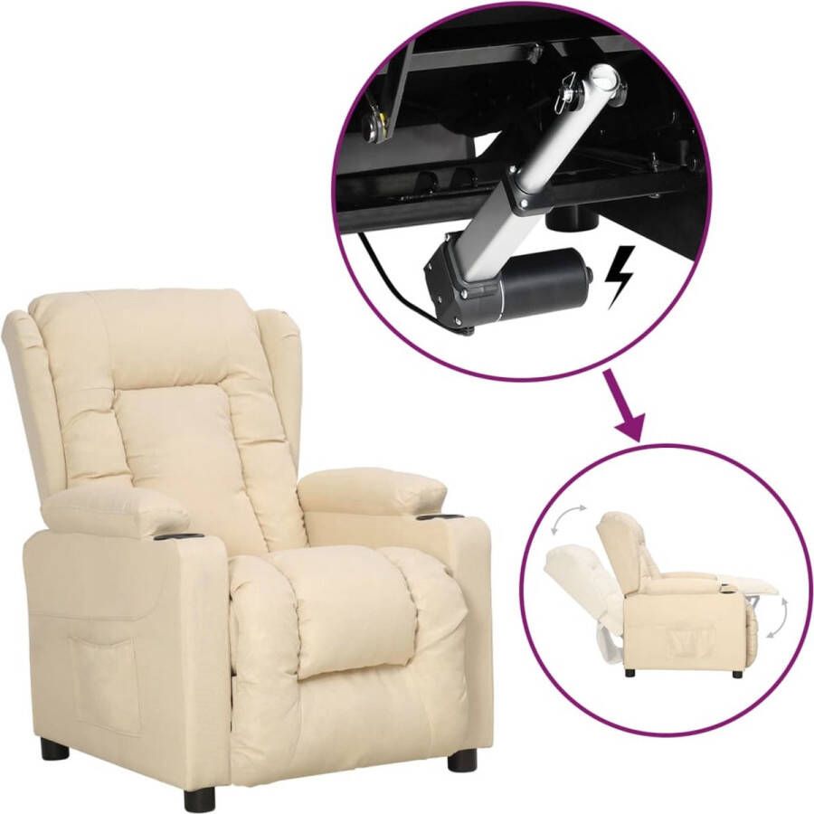 The Living Store Sta-opstoel Verstelbaar Stof Crème 72.5 x 96 x 99.5 cm