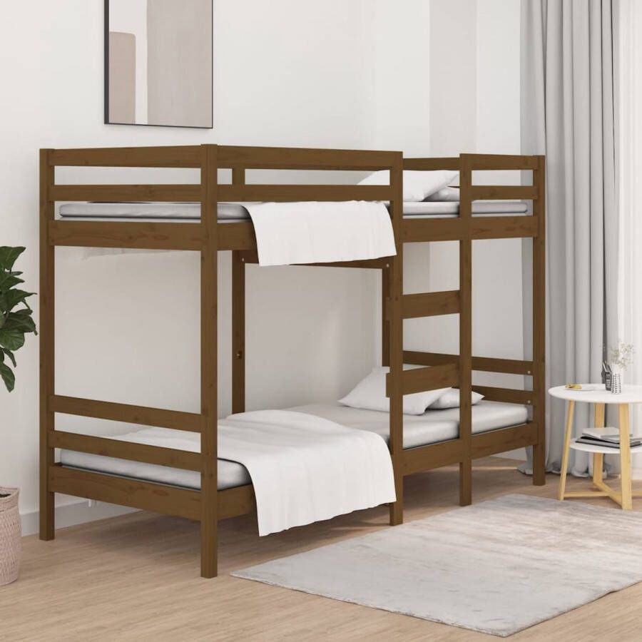 The Living Store Stapelbed Honey Grenenhout 195.5 x 95.5 x 141.5 cm Veilig ontwerp Geschikt voor kleine ruimtes Bedframe inclusief Meerdere kleuren