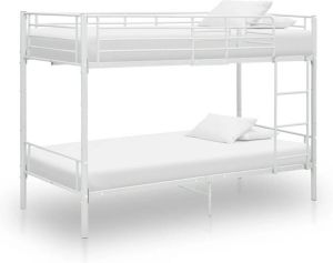 The Living Store Stapelbed Metaal 208 x 96 x 150 cm Wit 90 x 200 cm