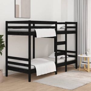 The Living Store Stapelbed Zwart Massief Grenenhout 195.5 x 80.5 x 141.5 cm Geschikt voor 75 x 190 cm Matras Veilig Ontwerp