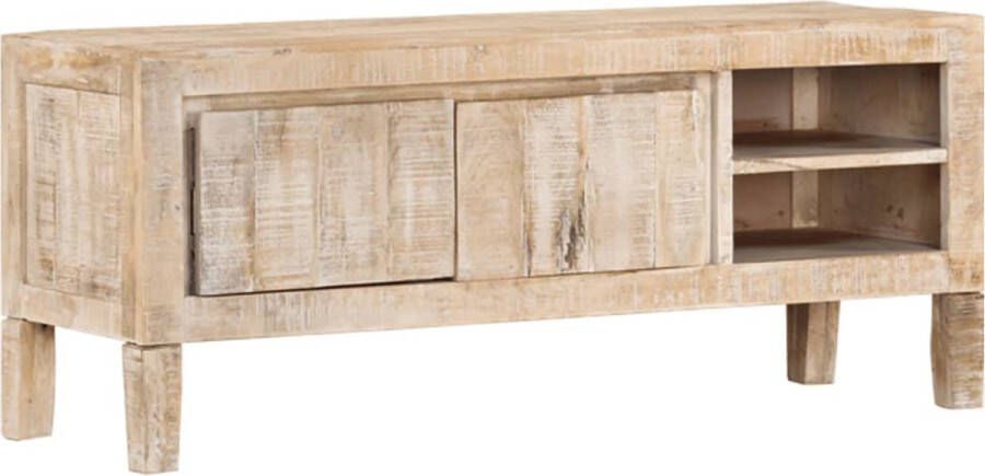 The Living Store Stereokast Mangohout 110x35x46cm Witte afwerking - Foto 2