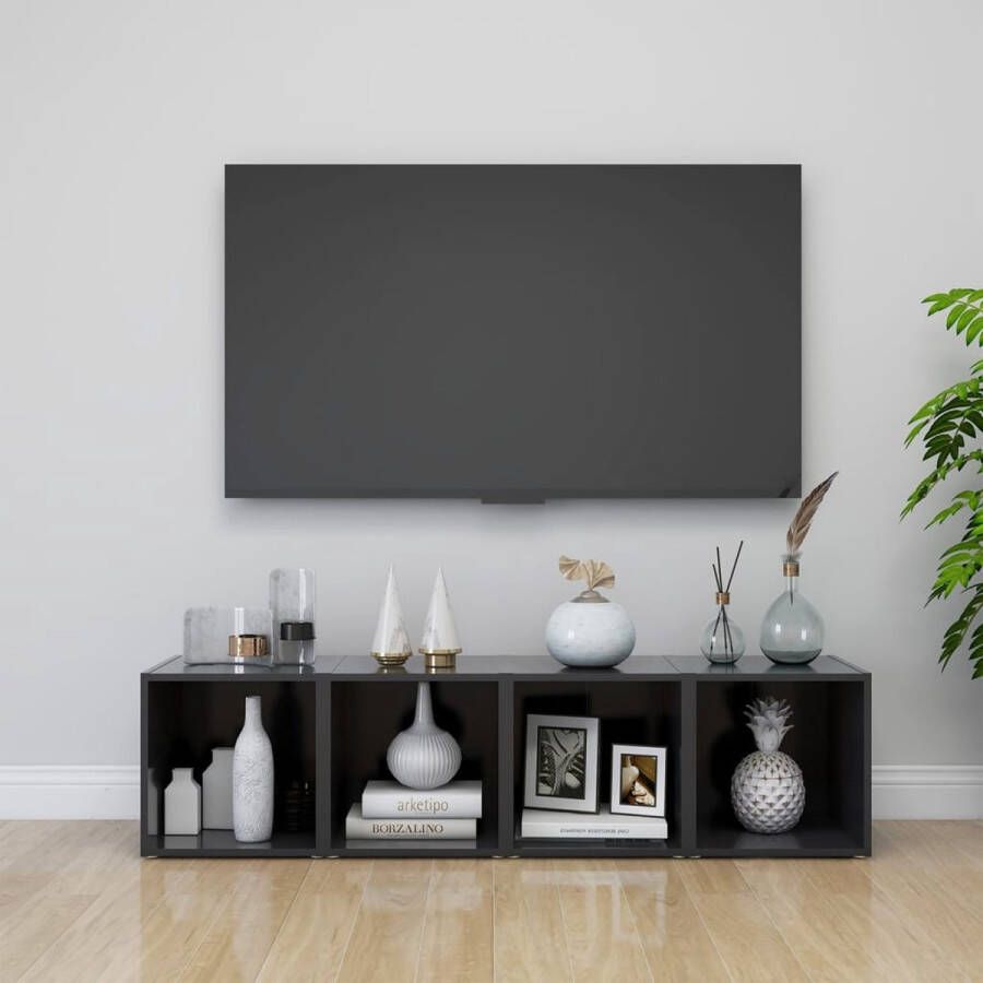 The Living Store tv-meubelset staand grijs 37 x 35 x 37 cm stabiel en duurzaam - Foto 2