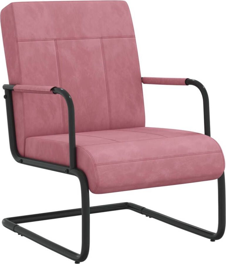 The Living Store Stoel Industrial Style Fluweel Roze Zwart 64.5 x 77 x 88.5 cm Draagvermogen 110 kg