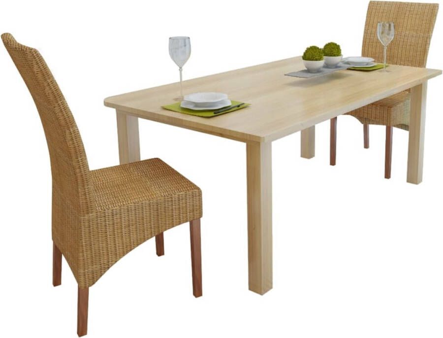 The Living Store Stoelenset Rattan 45 x 62 x 93 cm Handgeweven Massief mangohout Set van 2 - Foto 2