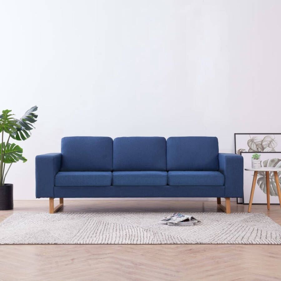 The Living Store Stoffen Bank 3-zits Blauw 200x82x75cm Comfortabel en duurzaam 3-zitsbank Banksofa Salontafel Woonkamer Meubels Lounge Meubilair - Foto 2