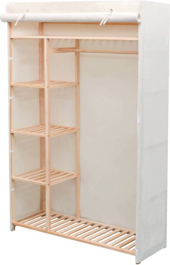 The Living Store Stoffen Kledingkast 110x40x170 cm Stof Grenenhout - Foto 2