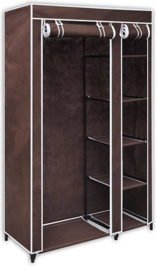 The Living Store Kledingkast stof bruin Kledingkast Opvouwbare Kast Bruine Kast Stoffige Kast Staalkast - Foto 2
