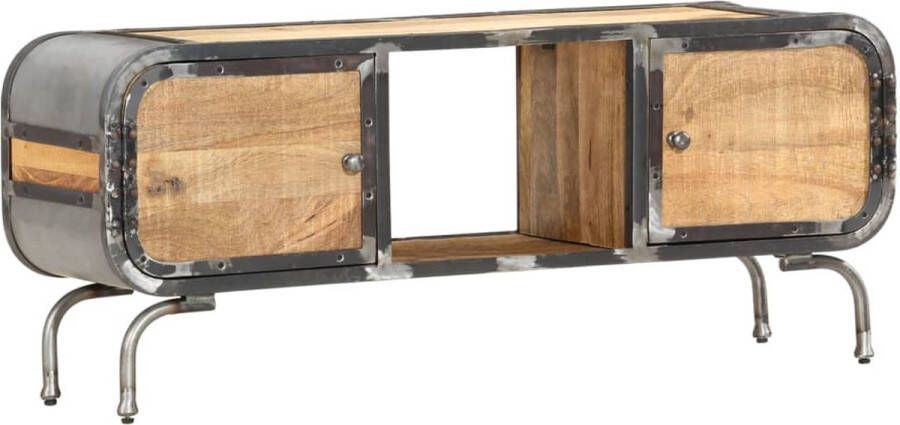 The Living Store Strato Houten Tv-meubel 110 x 30 x 42 cm Massief Mangohout en IJzer - Foto 2