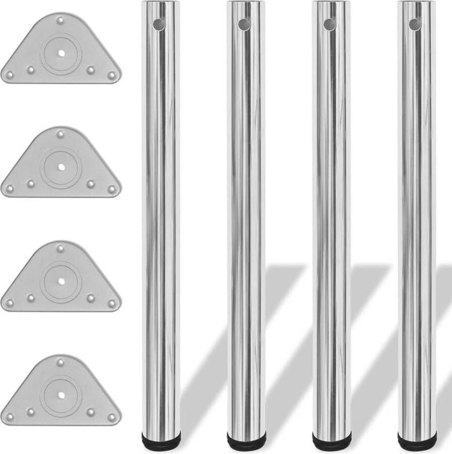 The Living Store Tafel Poten 60 x 710 mm Chroom Verstelbaar Set van 4 Tafelpoten Chroom Verstelbare Tafelpoten Set Salontafels - Foto 2
