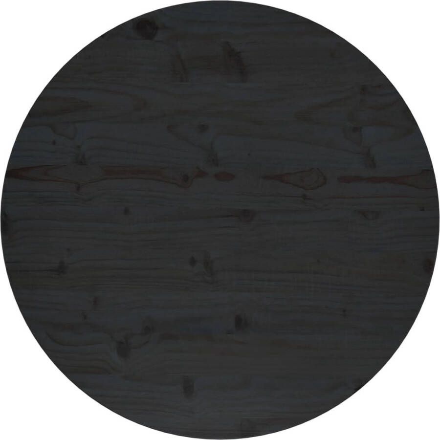 The Living Store Tafelblad Ø70x2-5 cm massief grenenhout zwart Tafelonderdeel - Foto 2